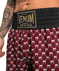 Venum Mongram Boxing Shorts - Black/Burgundy